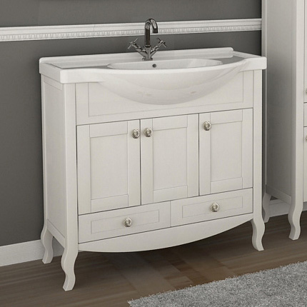 Тумба с раковиной ASB-Mebel Флоренция 85 белая патина сребро