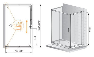 Душевой уголок Cezares Porta AH12 120/100 C Cr