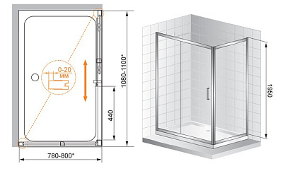 Душевой уголок Cezares Porta AH11 120/100 P Cr