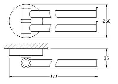 Полотенцедержатель Ellux Elegance ELE 016 двойной, 37 см