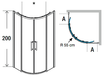 Душевой уголок Novellini Rose Rosse R ROSER80-1K