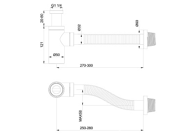 Сифон для раковины WONZON & WOGHAND, Черный матовый WW-88SS101-MB