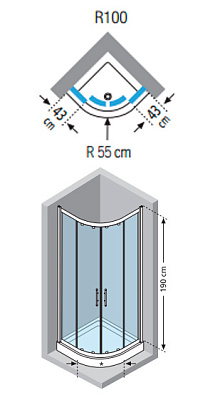 Душевой уголок Novellini Lunes R LUNESR100-1K