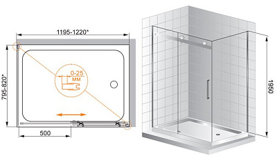Душевой уголок Cezares Stylus AH1 120/80 C Cr R