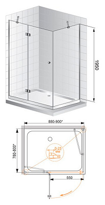 Душевой уголок Cezares Verona AH1 100/90 C Cr