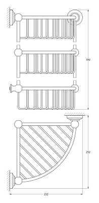 Полка 3SC Stilmar STI 609 угловая, 3-х ярусная, античная медь