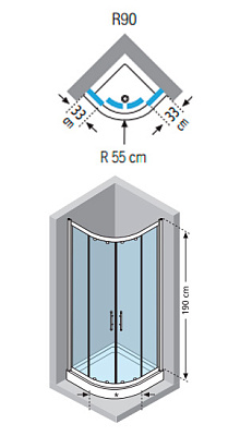 Душевой уголок Novellini Lunes R LUNESR90-3D