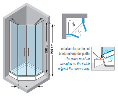 Душевой уголок Novellini Young Pentagono YOUNGP90-2B