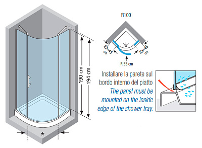 Душевой уголок Novellini Young R1 YOUNGR1010-1B