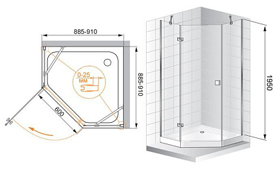 Душевой уголок Cezares Crystal P1 C Cr L