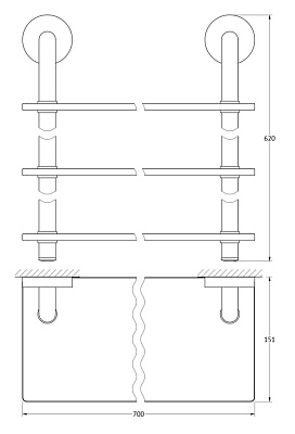 Полка Ellux Elegance ELE 044 3-х ярусная, 70 см