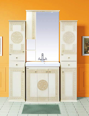 Зеркало-шкаф Misty Olimpia Lux 75 L бежевая патина