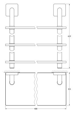 Полка Ellux Avantgarde AVA 041 3-х ярусная, 40 см