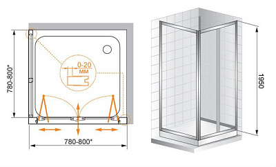 Душевой уголок Cezares Porta AS2 90/90 C Cr