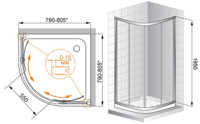 Душевой уголок Cezares Family R2 90 P Cr
