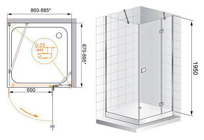 Душевой уголок Cezares Crystal A1 90 C Cr L
