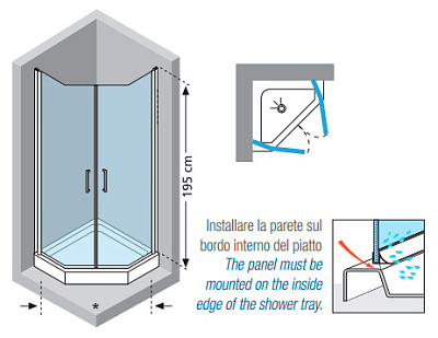 Душевой уголок Novellini Giada Pentagono GIADNP90-1K