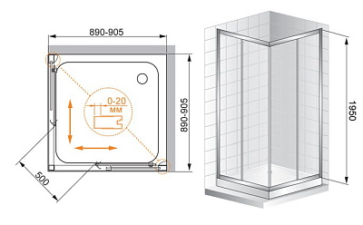 Душевой уголок Cezares Family A2 90 C Cr