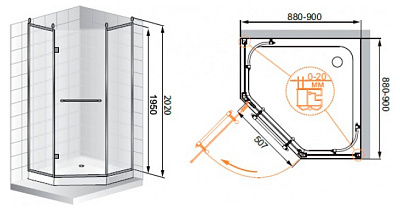 Душевой уголок Cezares Retro P1 90 CP Br R