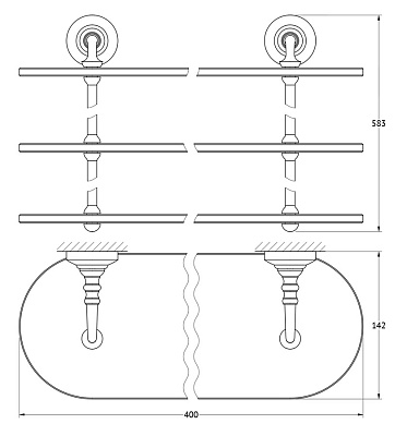 Полка 3SC Stilmar STI 317 3-х ярусная, матовое золото