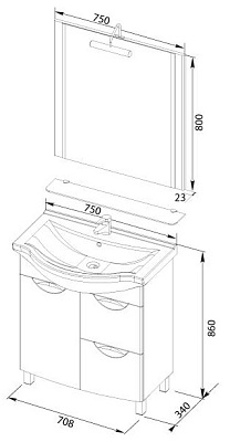 Зеркало Aquanet Асти 75