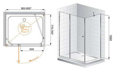 Душевой уголок Cezares Triumph AH1 90/80 C Cr R