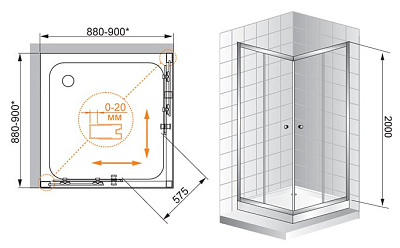 Душевой уголок Cezares Anima A2 100 C Cr