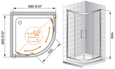Душевой уголок Cezares Porta R2 100 C Cr