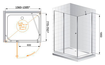 Душевой уголок Cezares Triumph AH1 110/80 P Cr L