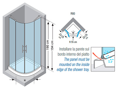 Душевой уголок Novellini Young R2 YOUNGR80-1K