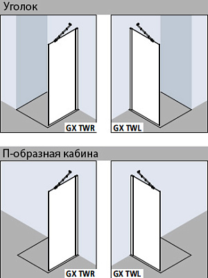 Душевая перегородка Kermi Gia XP GX TWL 09018VPK L 90 см