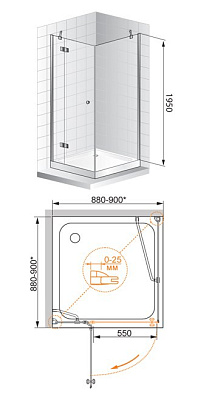 Душевой уголок Cezares Verona A1 90 P Cr R