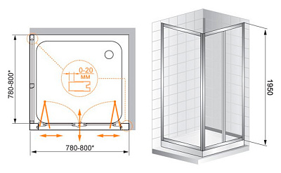 Душевой уголок Cezares Porta AS2 80 C Cr
