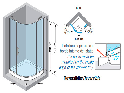 Душевой уголок Novellini Young R1 YOUNGR9090-4K