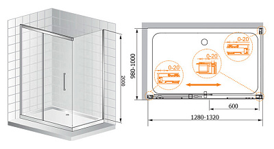 Душевой уголок Cezares Premier Soft AH1 130/100 C Cr IV