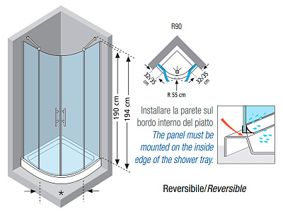 Душевой уголок Novellini Young R2 YOUNGR90-4B