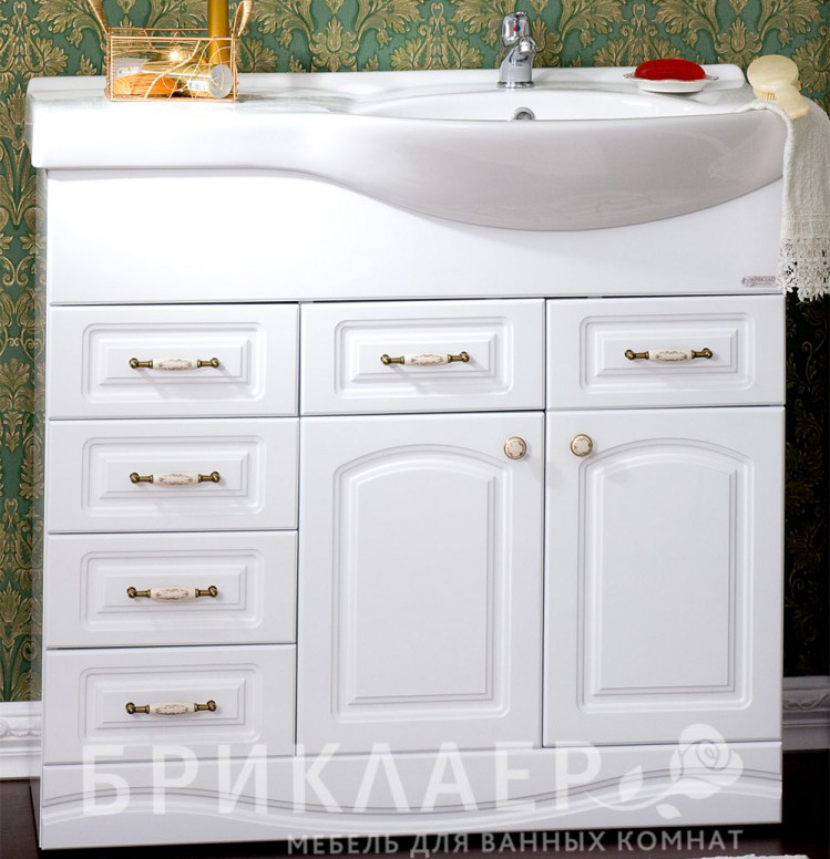 Тумба с раковиной Бриклаер Анна 90 белая R