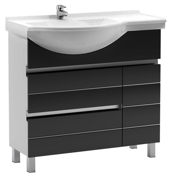 Тумба с раковиной Aquanet Доминика 90 черная L