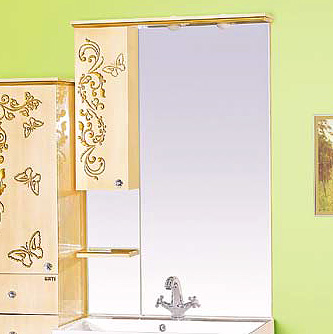 Зеркало-шкаф Misty Бабочка 75 L бежевый патина