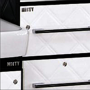 Тумба с раковиной Misty Гранд Lux 60 бело-черная кожа cristallo 2 ящика