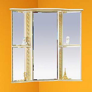 Зеркало-шкаф Misty Olimpia Lux 60 угловой R бежевая патина