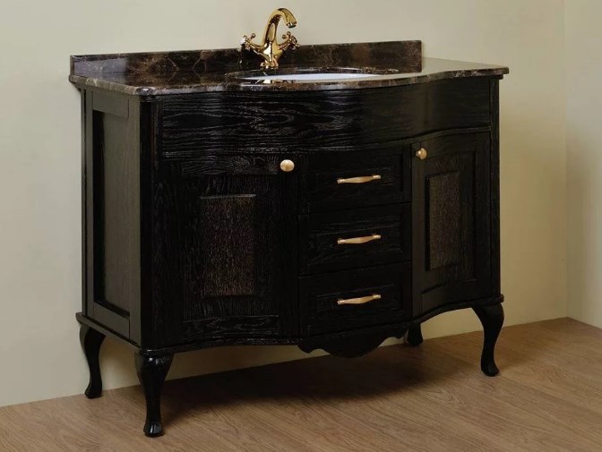 Тумба с раковиной Timo Amelia 120 H-VR (черный с патиной золото)