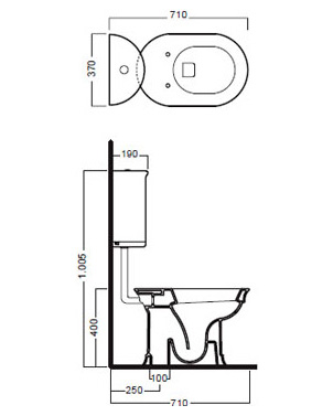 Унитаз приставной Hatria Dolcevita BR вертикальный выпуск