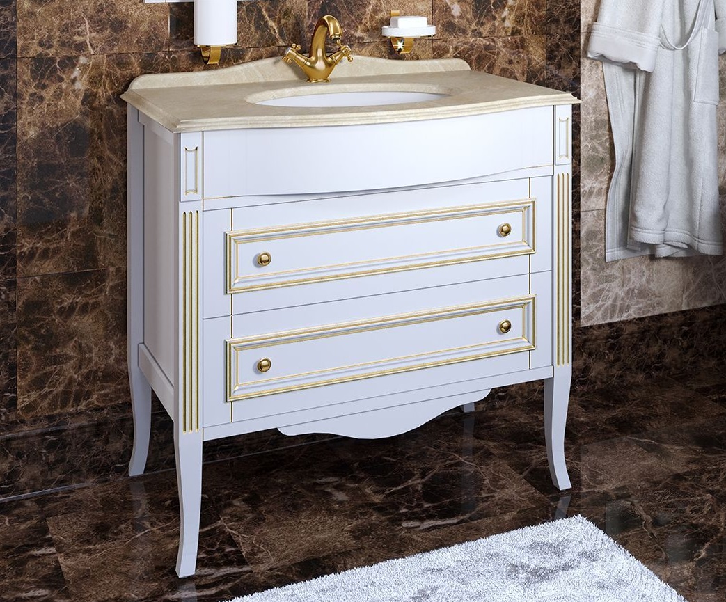 Тумба с раковиной Timo Aura 90 M-V bianco/gold