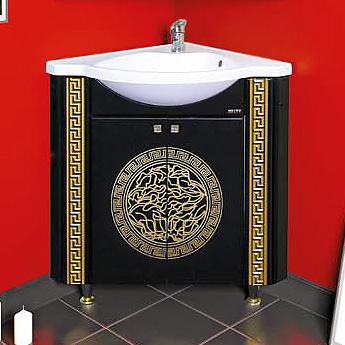 Тумба с раковиной Misty Olimpia Lux 60 угловая черная патина