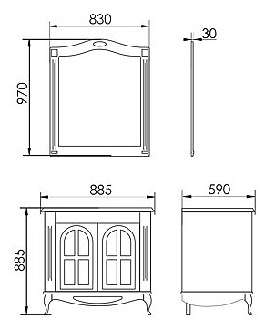 Тумба с раковиной Атолл Венеция 290