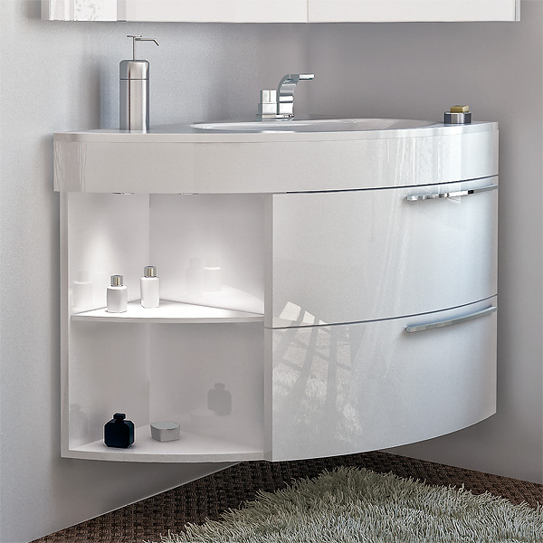 Тумба с раковиной De Aqua Трио Люкс белая R