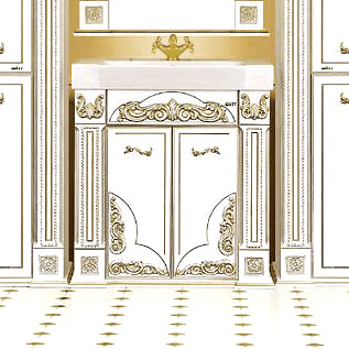 Тумба с раковиной Misty Барокко 80 белая патина