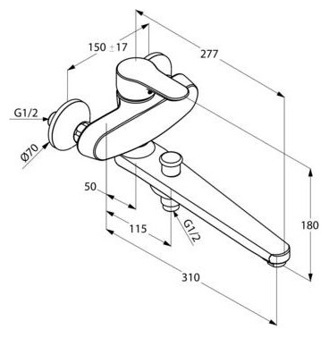 Смеситель Kludi Objekta 324910575 универсальный