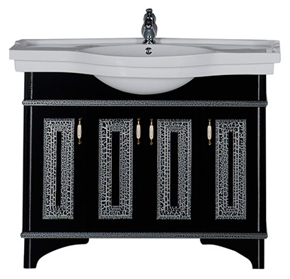 Тумба с раковиной Aquanet Валенса 110 черный краколет/серебро